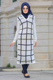 S-VUP - Navy Blue Hijab Tunic 3326L - Thumbnail
