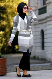 S-VUP - White Hijab Trico Cardigan 42730B - Thumbnail