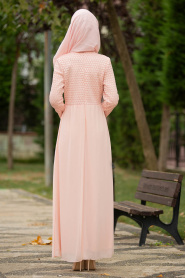Salmon Pink Hijab Dress 100420SMN - Thumbnail