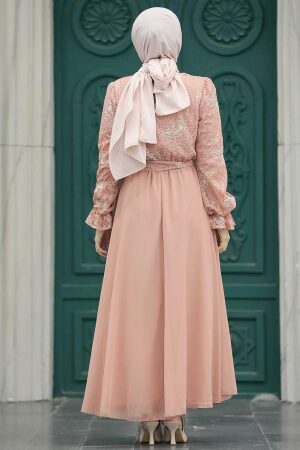 Salmon Pink Hijab Dress 12170SMN - 4