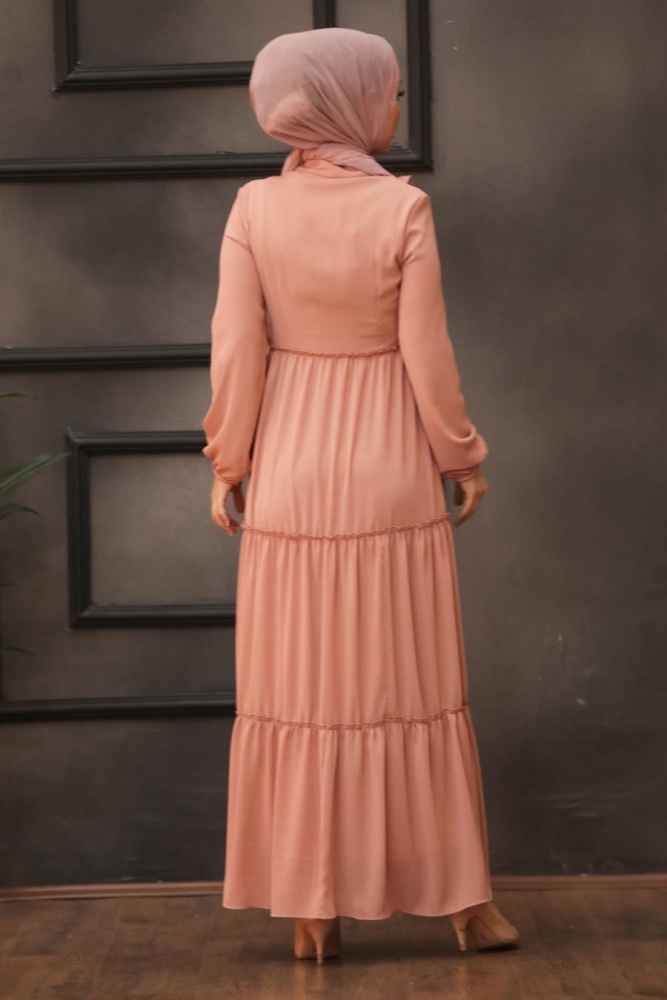 Salmon Pink Hijab Dress 27570SMN - 2