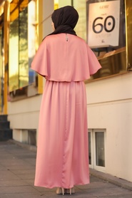 Salmon Pink Hijab Dress 4140SMN - Thumbnail