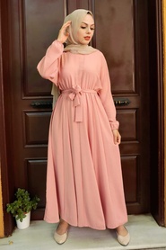 Salmon Pink Hijab Dress 76150SMN - Thumbnail