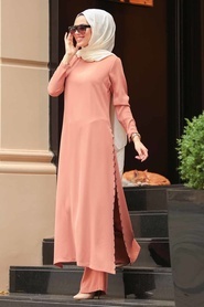 Salmon Pink Hijab Dual Suit 30050SMN - Thumbnail