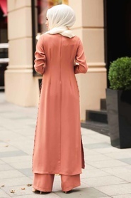 Salmon Pink Hijab Dual Suit 30050SMN - Thumbnail