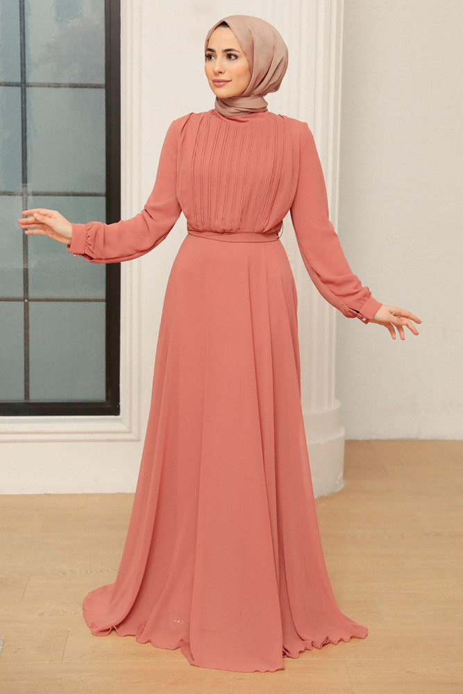Neva Style - Navy Blue Turkish Hijab Evening Gown 3371L - 1
