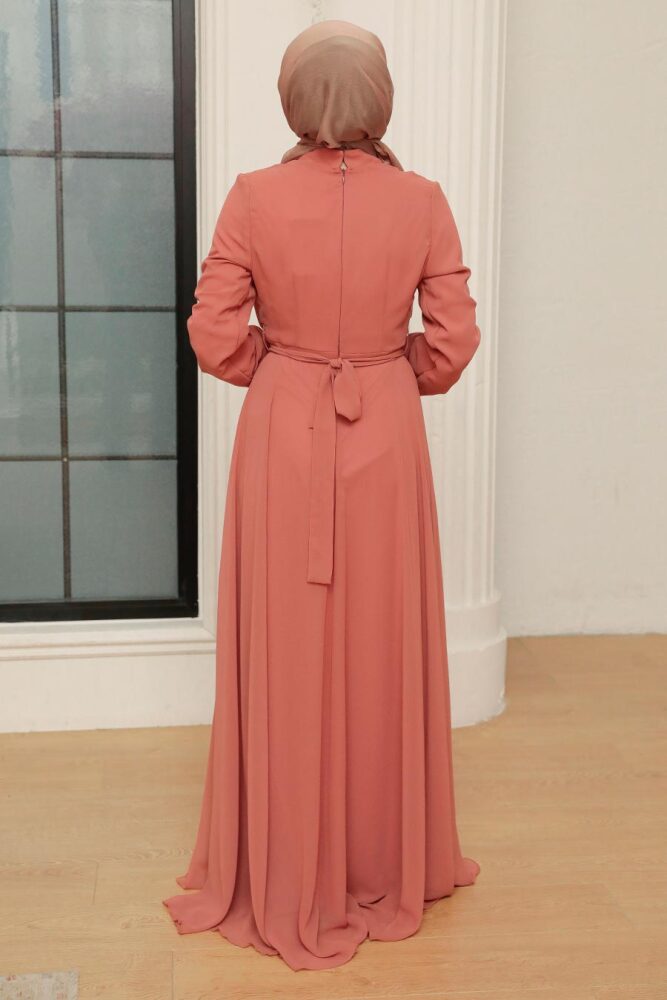 Neva Style - Navy Blue Turkish Hijab Evening Gown 3371L - 2