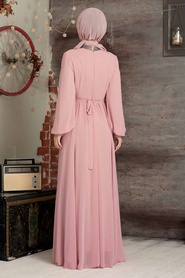 Neva Style - Modern Salmon Pink Islamic Clothing Wedding Dress 5339SMN - Thumbnail
