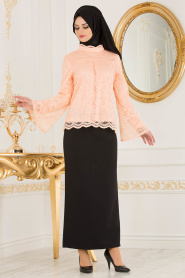 Salmon Pink Hijab Suit 100355SMN - Thumbnail