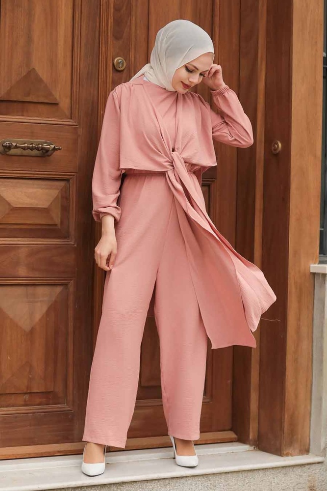Salmon Pink Hijab Suit Dress 11032SMN - 1