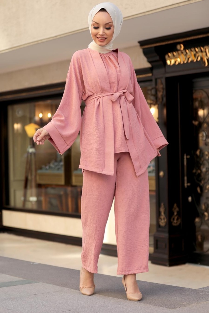 Salmon Pink Hijab Suit Dress 1104SMN - 1