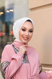 Salmon Pink Hijab Suit Dress 1163SMN - Thumbnail