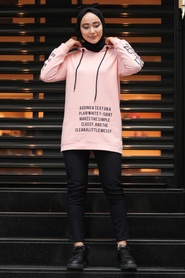 Salmon Pink Hijab Sweatshirt 7582SMN - Thumbnail