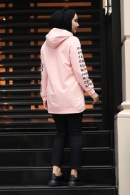 Salmon Pink Hijab Sweatshirt 7582SMN - Thumbnail