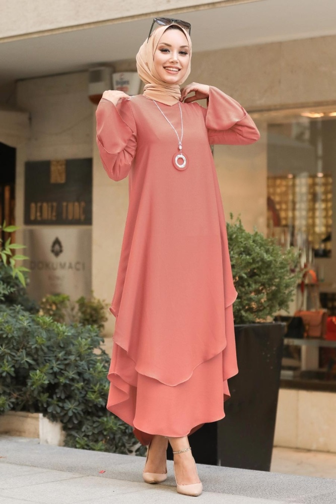 Salmon Pink Hijab Tunic 33170SMN - 1