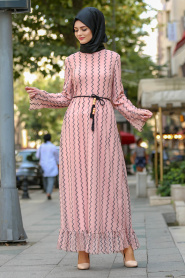Salmon Pink Hijab Dress 100430SMN - Thumbnail