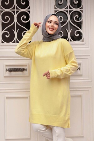 Sarı Tesettür Triko Kazak Tunik 17203SR - 2