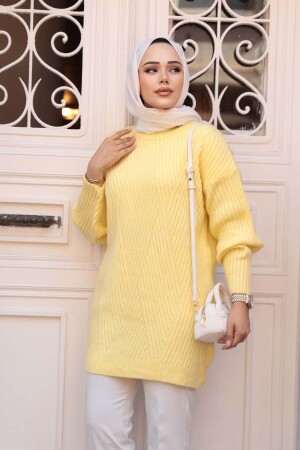 Sarı Tesettür Triko Kazak Tunik 7852SR - 2