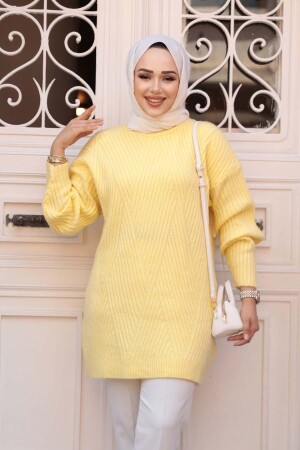 Sarı Tesettür Triko Kazak Tunik 7852SR - 1