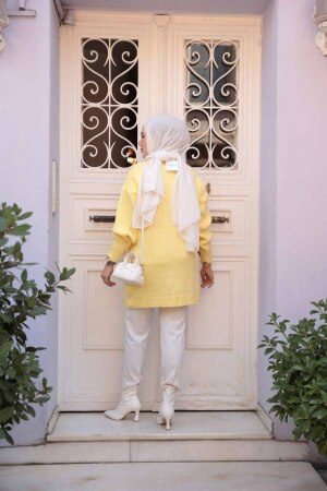 Sarı Tesettür Triko Kazak Tunik 7852SR - 4