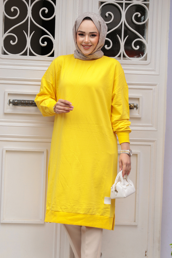 Sarı Tesettür Tunik 30645SR - 2