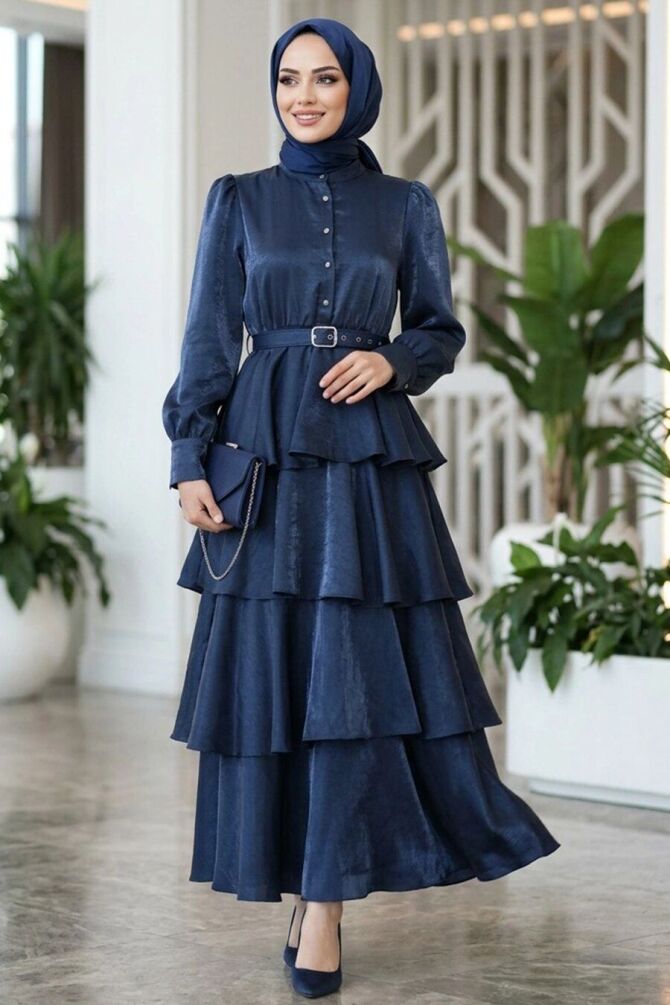 Satin Crepe Navy Blue Kat Kat Modest Dress 95712L - 1
