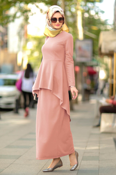 Saumon- Nayla Collection - combination hijab 10280SMN
