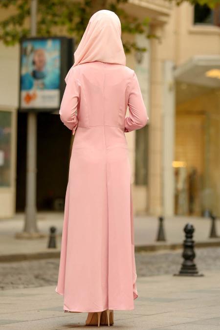 Saumon - Nayla Collection - Robe Hijab 100386SMN - 3