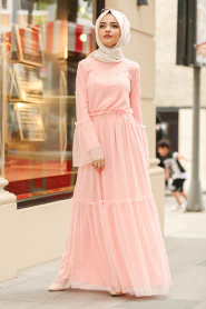 Saumon - Nayla Collection Robe Hijab 100412SMN - Thumbnail