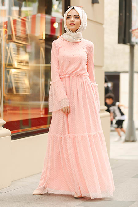 Saumon - Nayla Collection Robe Hijab 100412SMN
