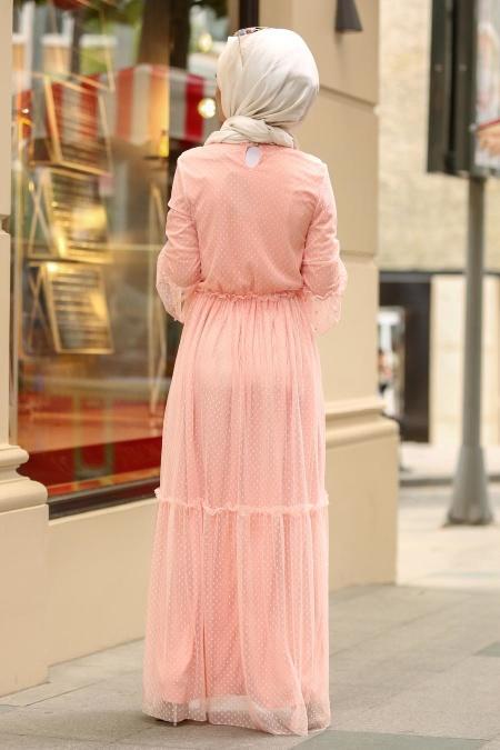 Saumon - Nayla Collection Robe Hijab 100412SMN - 2