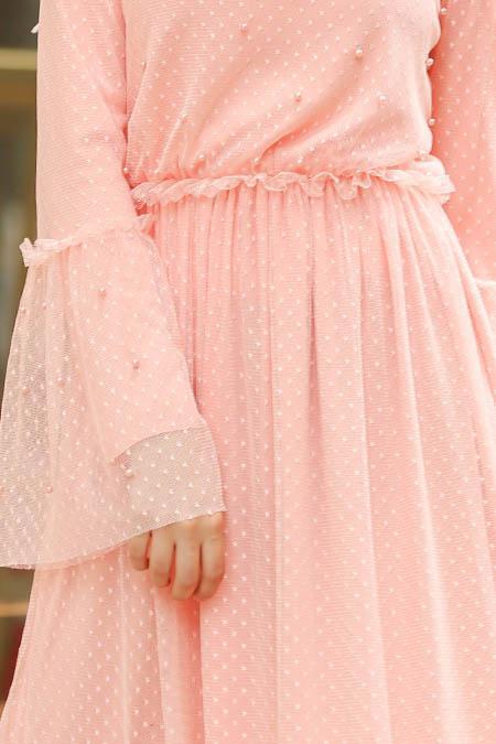 Saumon - Nayla Collection Robe Hijab 100412SMN - 3