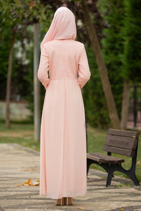 Saumon- Nayla Collection - Robe Hijab 100420SMN - 3