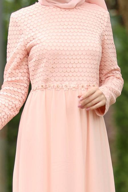 Saumon- Nayla Collection - Robe Hijab 100420SMN - 4
