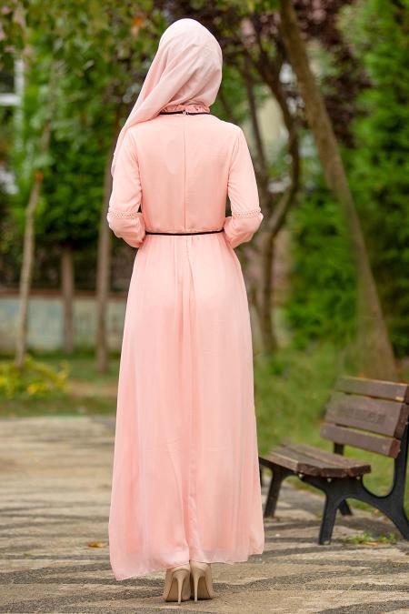 Saumon- Nayla Collection - Robe Hijab 100434SMN - 2