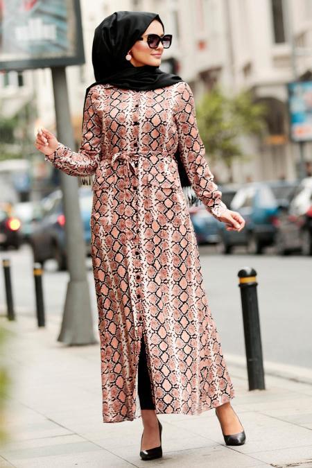 Saumon - Nayla Collection - Robe Hijab 14060SMN - 1