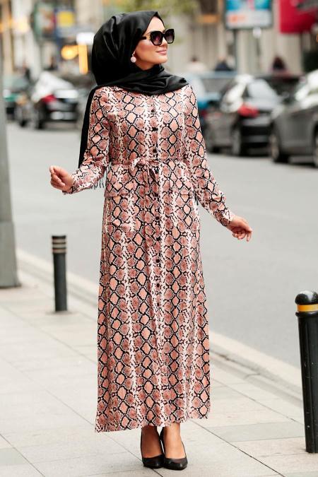 Saumon - Nayla Collection - Robe Hijab 14060SMN - 2