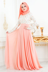 Saumon - Nayla Collection - Robe Hijab 76170SMN - Thumbnail