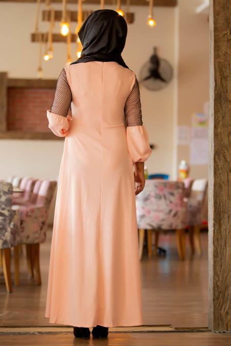Saumon - Nayla Collection - Robe Hijab 79260SMN - 3