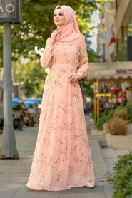 Saumon - Nayla Collection - Robe Hijab 81526SMN - Thumbnail