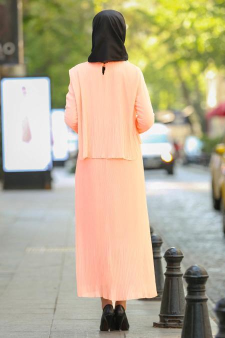 Saumon- Nayla Collection - robe hijab 9103SMN - 2