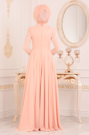 Saumon-Tesettürlü Abiye Elbise - Robe de Soirée Hijab 3705SMN - Thumbnail