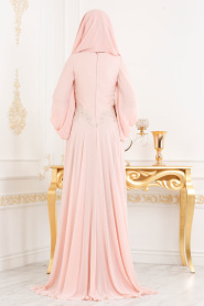Saumon - Tesettürlü Abiye Elbise - Robe de Soirée Hijab 46620SMN - Thumbnail