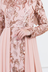 Saumon - Tesettürlü Abiye Elbise - Robes de Soirée 82310SMN - Thumbnail