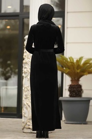 Saumonc - Neva Style - Robe En Velours Hijab - 12064SMN - Thumbnail