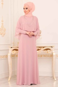 Saumonc - Tesettürlü Abiye Elbise - Robe de Soirée Hijab - 3829SMN - Thumbnail