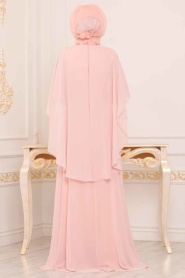Saumonc - Tesettürlü Abiye Elbise - Robe de Soirée Hijab - 3829SMN - Thumbnail