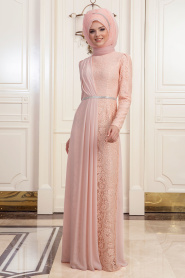 Saumonc - Tesettürlü Abiye Elbise - Robes de Soirée Hijab 191901SMN - Thumbnail