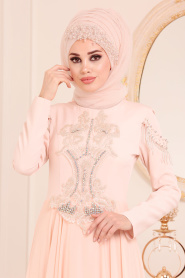 Saumonc - Tesettürlü Abiye Elbise - Robes de Soirée Hijab 20501SMN - Thumbnail