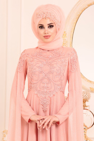 Saumonc - Tesettürlü Abiye Elbise - Robes de Soirée Hijab 2093SMN				 - Thumbnail